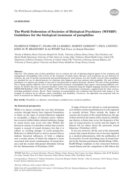 (WFSBP) Guidelines for the Biological Treatment of Paraphilias