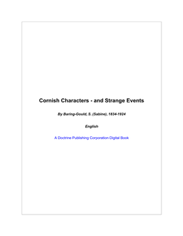 Cornish Characters - and Strange Events