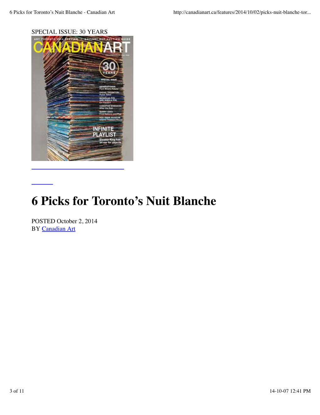6 Picks for Toronto's Nuit Blanche