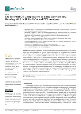The Essential Oil Compositions of Three Teucrium Taxa Growing Wild in Sicily: HCA and PCA Analyses