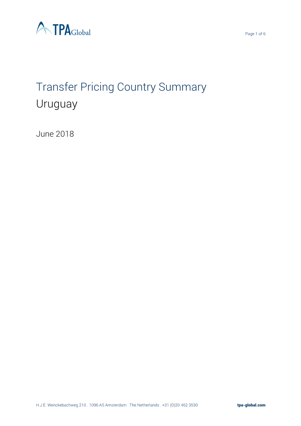 Uruguay Transfer Pricing Country Summary Report 2018