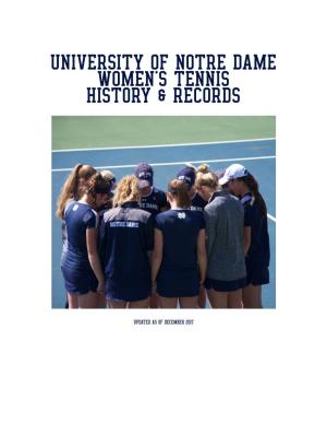 University of Notre Dame Women's Tennis History & Records