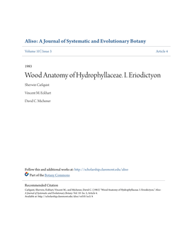 Wood Anatomy of Hydrophyllaceae. I. Eriodictyon Sherwin Carlquist