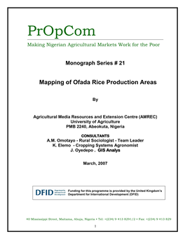 Mapping of Ofada Rice Production Areas