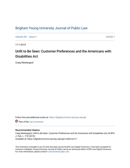 Customer Preferences and the Americans with Disabilities Act