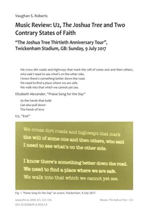 Music Review: U2, the Joshua Tree and Two Contrary States of Faith “The Joshua Tree Thirtieth Anniversary Tour”, Twickenham Stadium, GB: Sunday, 9 July 2017