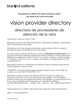 Vision Provider Directory Directorio De Proveedores De Atención De La Vista