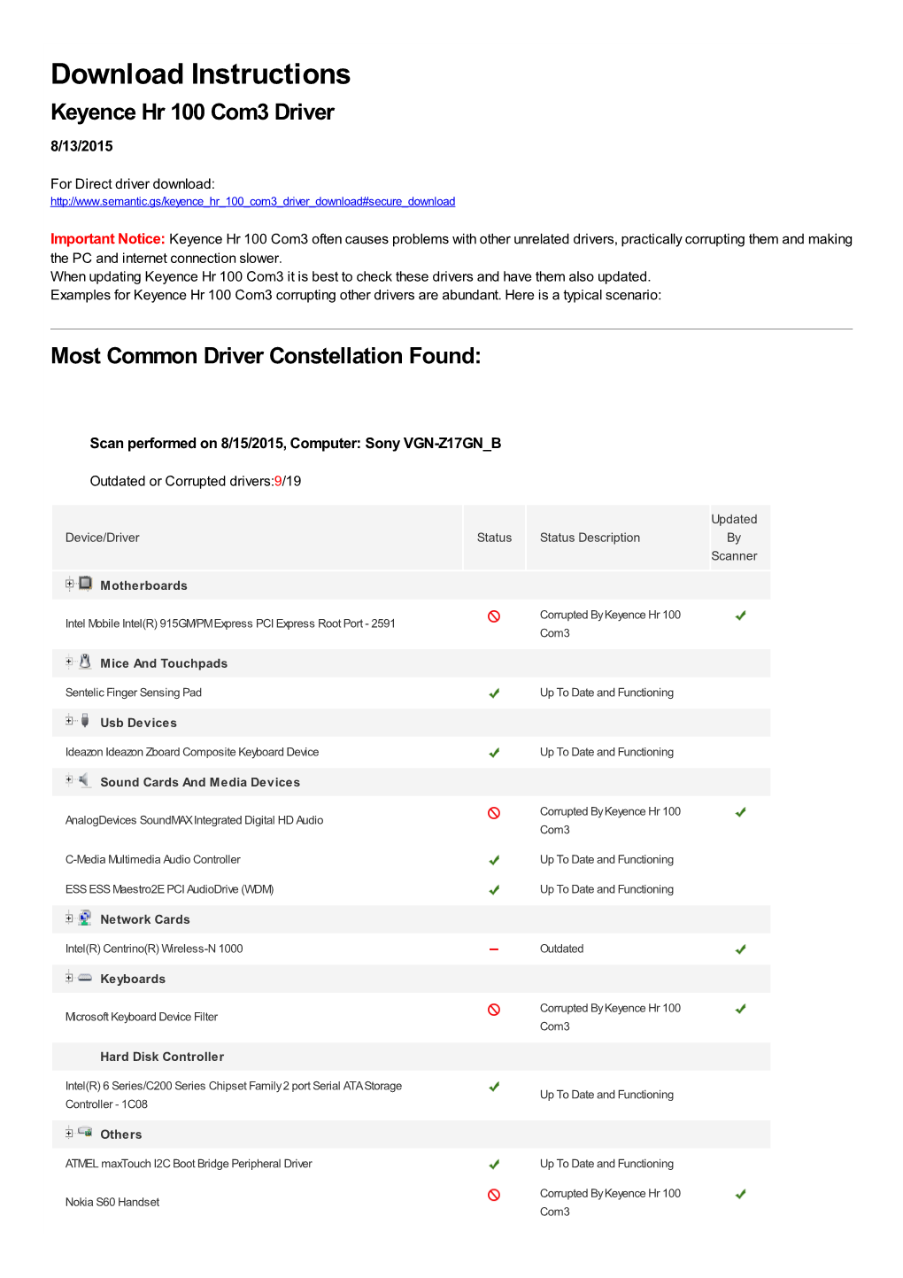 Driver Download Instructions