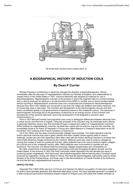 A BIOGRAPHICAL HISTORY of INDUCTION COILS by Dean P Currier