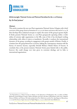 National Action and National Socialismsocialism for the 21St Century By:By:By: Dr Paul Jackson 111