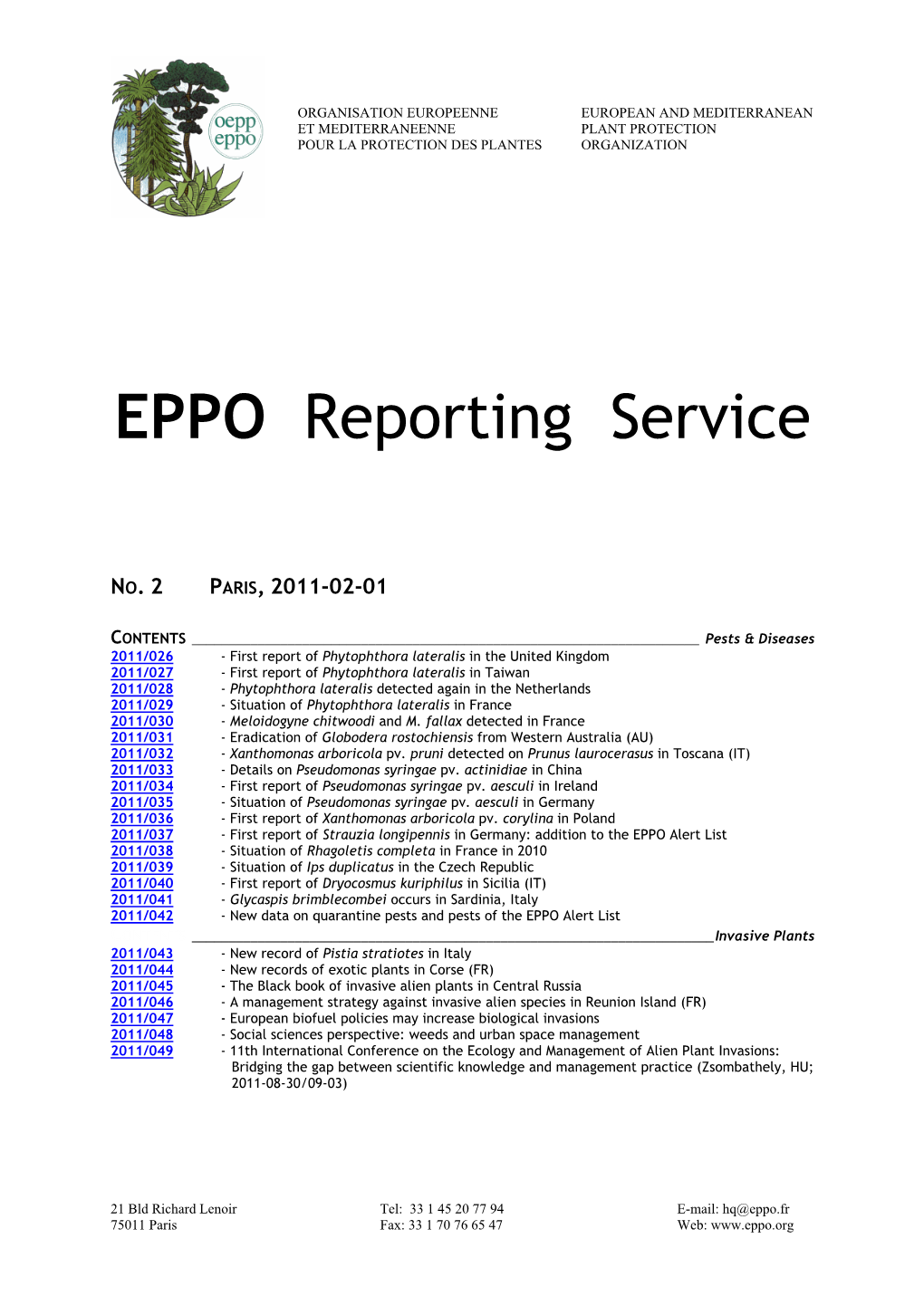 EPPO Reporting Service