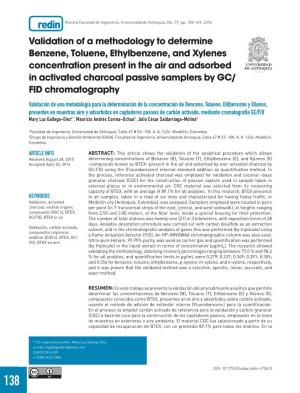 Validation of a Methodology to Determine Benzene, Toluene