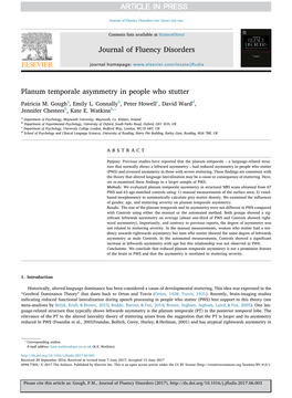 Planum Temporale Asymmetry in People Who Stutter