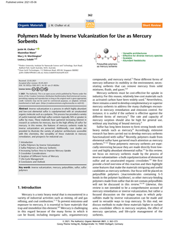 Polymers Made by Inverse Vulcanization for Use As Mercury Sorbents
