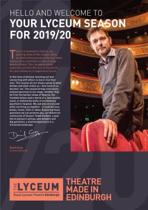 Your Lyceum Season for 2019/20