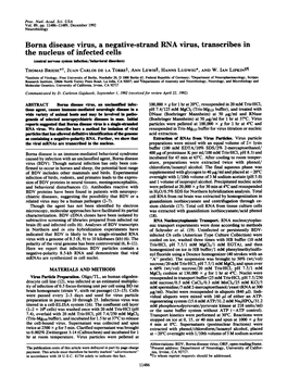 Borna Disease Virus, a Negative-Strand RNA Virus