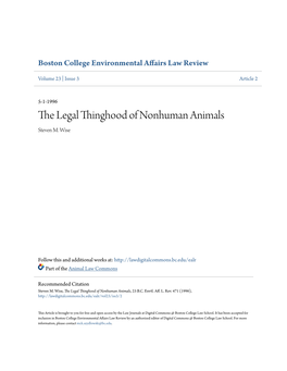 The Legal Thinghood of Nonhuman Animals Steven M