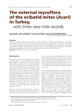 The External Mycoflora of the Oribatid Mites (Acari) in Turkey, with Three