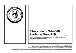 SHCGB Hip Score Results 2012
