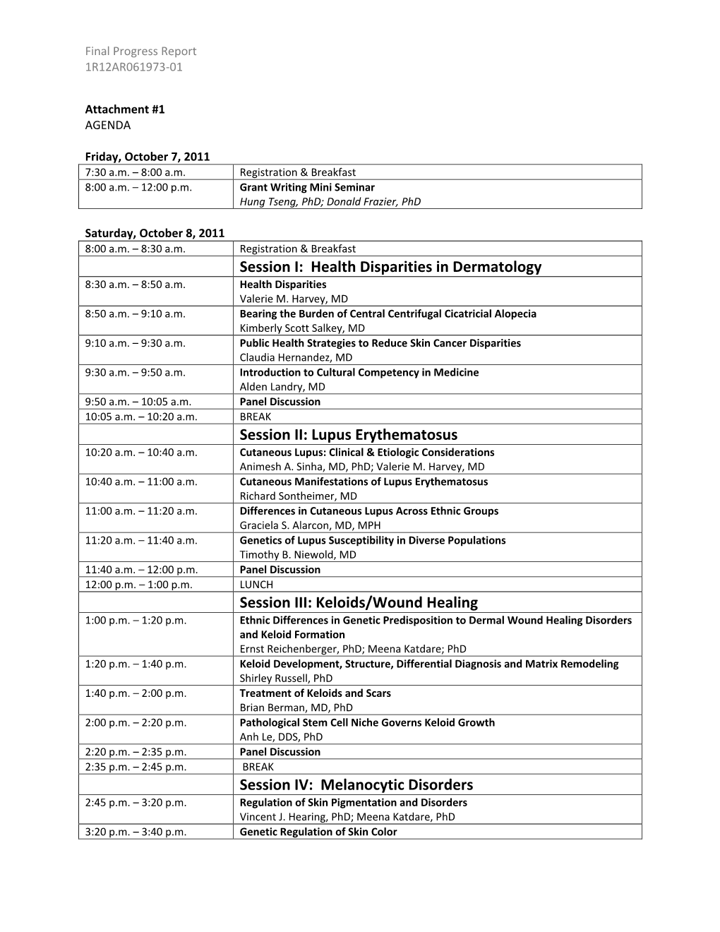 Lupus Erythematosus Session III: Keloids/Wound Healing Session IV