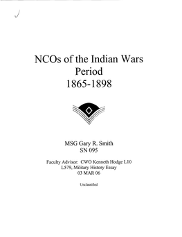 Of the Indian Wars Period 1865-1898