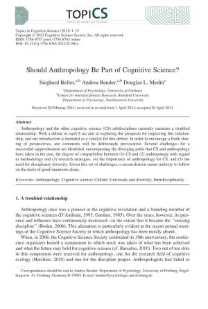 Should Anthropology Be Part of Cognitive Science?