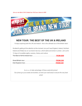 New Tour: the Best of the Uk & Ireland