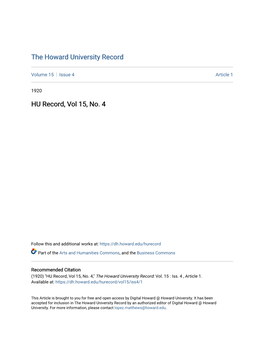 HU Record, Vol 15, No. 4