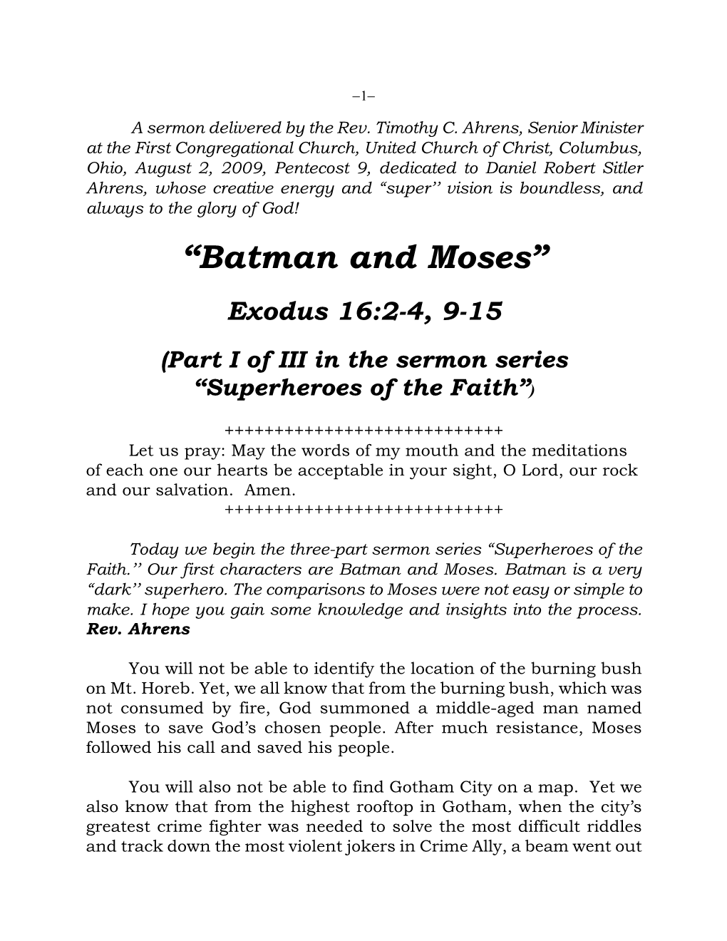 “Batman and Moses”