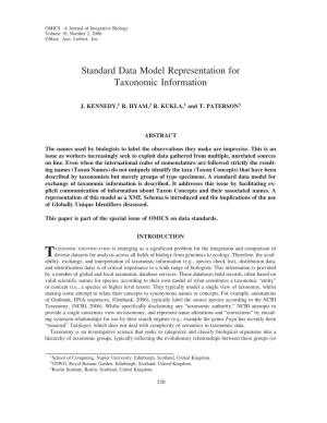 Standard Data Model Representation for Taxonomic Information