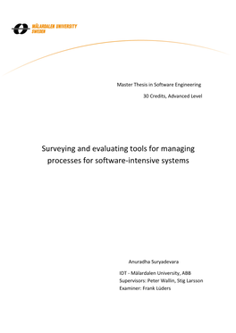 Surveying and Evaluating Tools for Managing Processes for Software-Intensive Systems