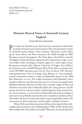 Women's Musical Voices in Sixteenth-Century England