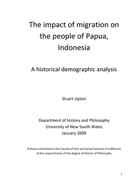 The Impact of Migration on the Province of Papua, Indonesia