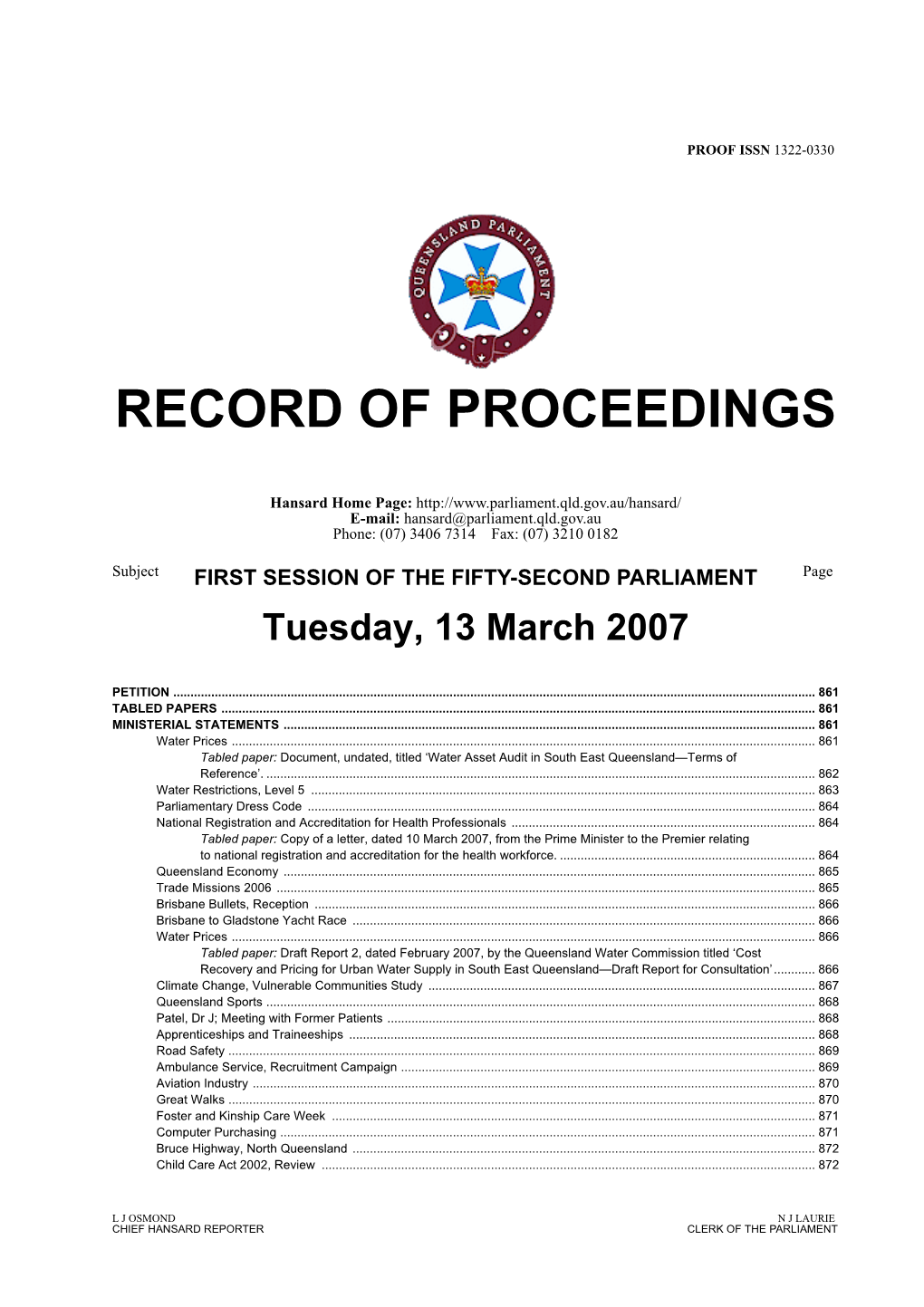 Record of Proceedings