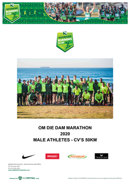 Om Die Dam Marathon 2020 Male Athletes