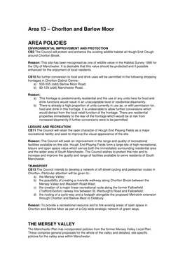 Chorlton and Barlow Moor AREA POLICIES