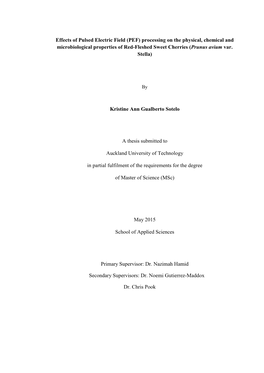 PEF) Processing on the Physical, Chemical and Microbiological Properties of Red-Fleshed Sweet Cherries (Prunus Avium Var