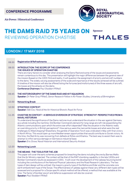 THE DAMS RAID 75 YEARS on Sponsor REVIEWING OPERATION CHASTISE
