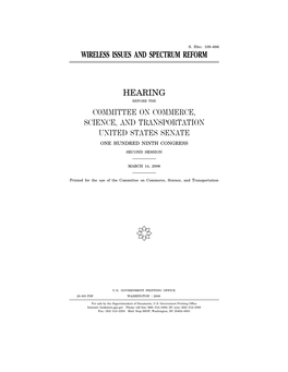 Wireless Issues and Spectrum Reform Hearing Committee