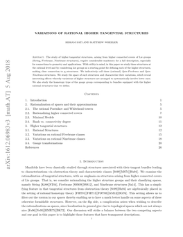 Arxiv:1612.06983V3 [Math.AT] 5 Aug 2018 to Characterizations Via Obstruction Theory and Characteristic Classes [St99][MS74][Hu94]