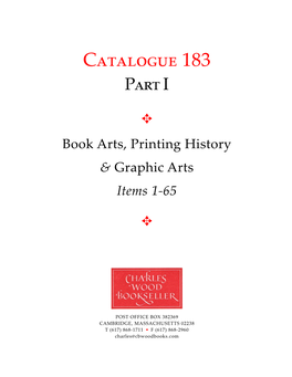 Catalogue 183 Part I