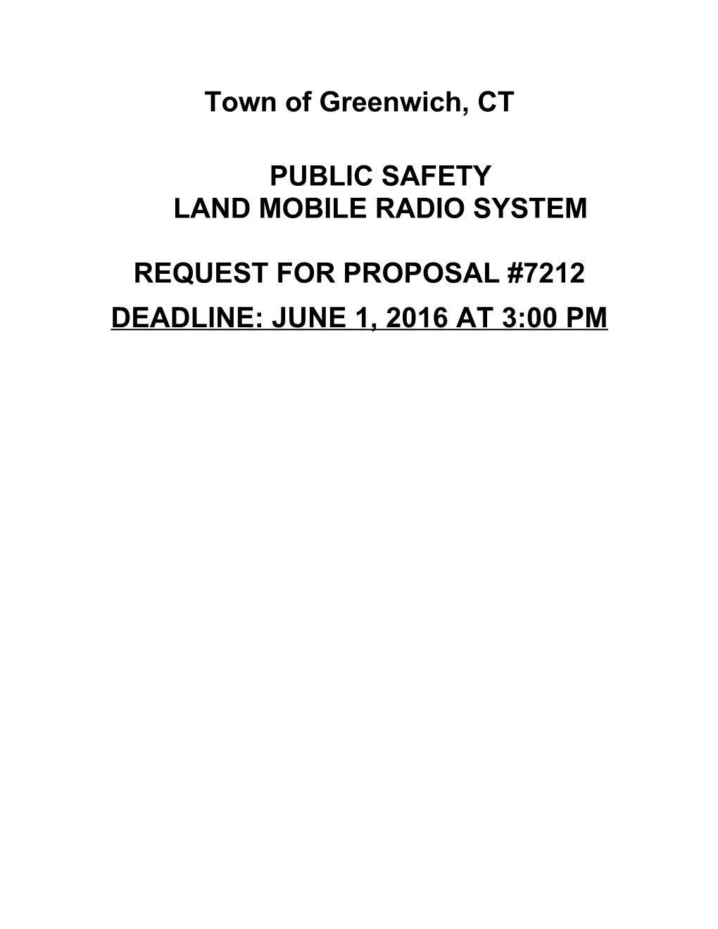 Public Safety Radio System RFP