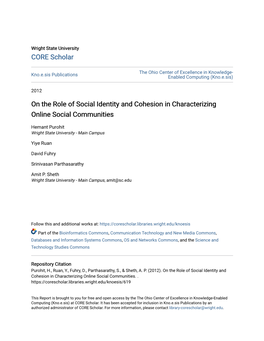 On the Role of Social Identity and Cohesion in Characterizing Online Social Communities