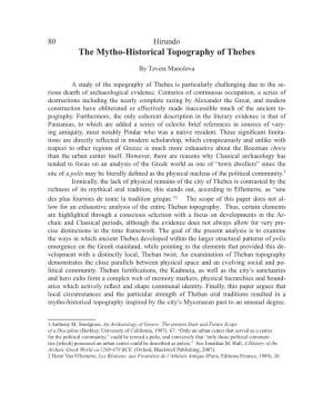 The Mytho-Historical Topography of Thebes