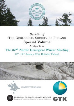 Nordic Geological Winter Meeting Helsinki, 13–15 January, 2016