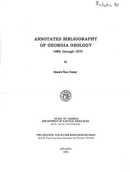 B-90 Annotated Bibliography of Georgia Geology 1965-1970