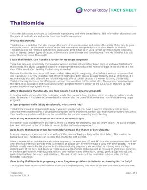Thalidomide and Pregnancy
