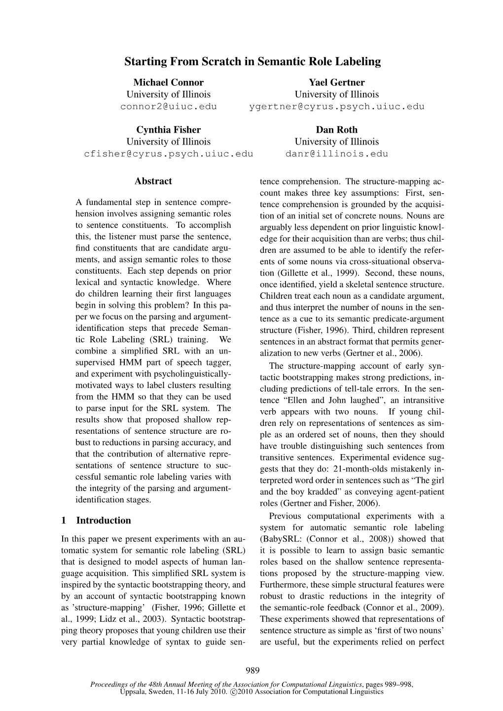 Starting from Scratch in Semantic Role Labeling