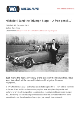 And the Triumph Stag) – ‘A Free Pencil…’