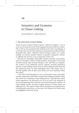 16 Semantics and Grammar in Clause Linking
